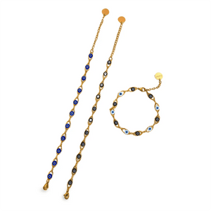 Planet Gates Black And White JINYUE Turkish Evil's Eye Fashion Stainless Steel Bracelet For Men And Women 14K Gold Plated Classy Jewelry Daily Wear Bracelet