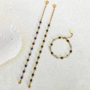 Planet Gates Black And White JINYUE Turkish Evil's Eye Fashion Stainless Steel Bracelet For Men And Women 14K Gold Plated Classy Jewelry Daily Wear Bracelet