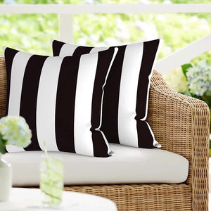 Planet Gates Black And White Stripes / 45.72X45.72cm 2pcs 2pcs Striped Waterproof Oxford Cloth Simple Throw Pillow Case Sofa Chair Outdoor Garden Patio Decorative Waist Pillow Cover 2 Pack 18X18inch Home Decor Room Decor