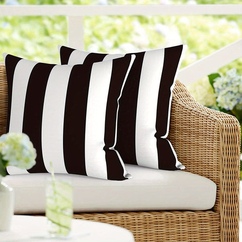 Planet Gates Black And White Stripes / 45.72X45.72cm 2pcs 2pcs Striped Waterproof Oxford Cloth Simple Throw Pillow Case Sofa Chair Outdoor Garden Patio Decorative Waist Pillow Cover 2 Pack 18X18inch Home Decor Room Decor