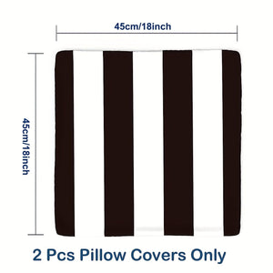 Planet Gates Black And White Stripes / 45.72X45.72cm 2pcs 2pcs Striped Waterproof Oxford Cloth Simple Throw Pillow Case Sofa Chair Outdoor Garden Patio Decorative Waist Pillow Cover 2 Pack 18X18inch Home Decor Room Decor