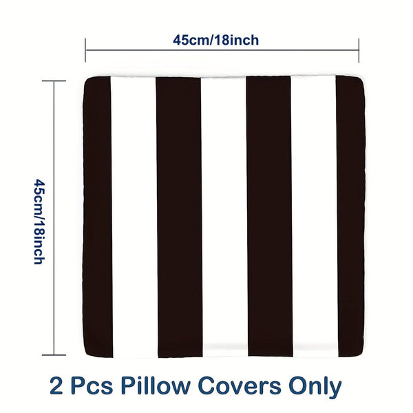 Planet Gates Black And White Stripes / 45.72X45.72cm 2pcs 2pcs Striped Waterproof Oxford Cloth Simple Throw Pillow Case Sofa Chair Outdoor Garden Patio Decorative Waist Pillow Cover 2 Pack 18X18inch Home Decor Room Decor