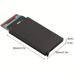Planet Gates Black Anti-theft ID Credit Card Holder Thin Aluminum Metal Wallet Pocket Cover Bank Women Men Credit Card Box Card Holder