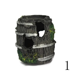 Planet Gates Black Aquarium Equipment Accessory Glass Fish Tank Landscaping Decoration Resin Crafts Artificial Antique Barrels Fish Tank Decoration