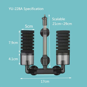 Planet Gates Black Aquarium Filter for Aquarium Fish Tank Air Pump Skimmer Biochemical Sponge Filter Aquarium Bio Filters Filtro Aquario