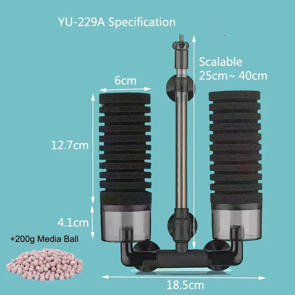Planet Gates Black Aquarium Filter for Aquarium Fish Tank Air Pump Skimmer Biochemical Sponge Filter Aquarium Bio Filters Filtro Aquario