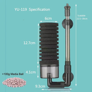 Planet Gates Black Aquarium Filter for Aquarium Fish Tank Air Pump Skimmer Biochemical Sponge Filter Aquarium Bio Filters Filtro Aquario