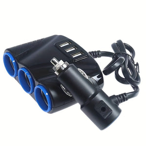 Planet Gates Black Auto Sockets Car Cigarette Lighter Adapter 12V/24V 120W Splitter Lighter 5V 3.1A Output Power 3 USB Car Charger Ports