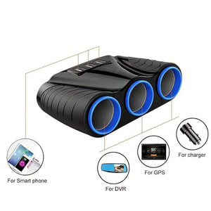 Planet Gates Black Auto Sockets Car Cigarette Lighter Adapter 12V/24V 120W Splitter Lighter 5V 3.1A Output Power 3 USB Car Charger Ports