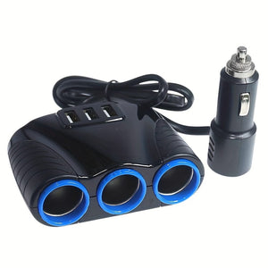 Planet Gates Black Auto Sockets Car Cigarette Lighter Adapter 12V/24V 120W Splitter Lighter 5V 3.1A Output Power 3 USB Car Charger Ports