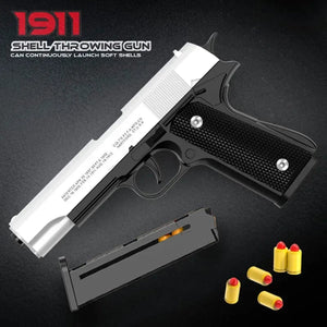 Planet Gates Black Automatic Colt 1911 Automatic Shell Soft Bullet Toy Gun Air Gun CS Shooting Weapon Boy Toy (continuous Firing)  gift