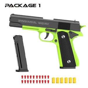 Planet Gates Black Automatic Colt 1911 Automatic Shell Soft Bullet Toy Gun Air Gun CS Shooting Weapon Boy Toy (continuous Firing)  gift