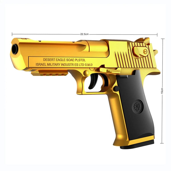 Planet Gates Black Automatic Shell Ejection Desert Eagle Toy Gun, Air Gun, Soft Bullet Continuous Firing Children's Shooting Weapon