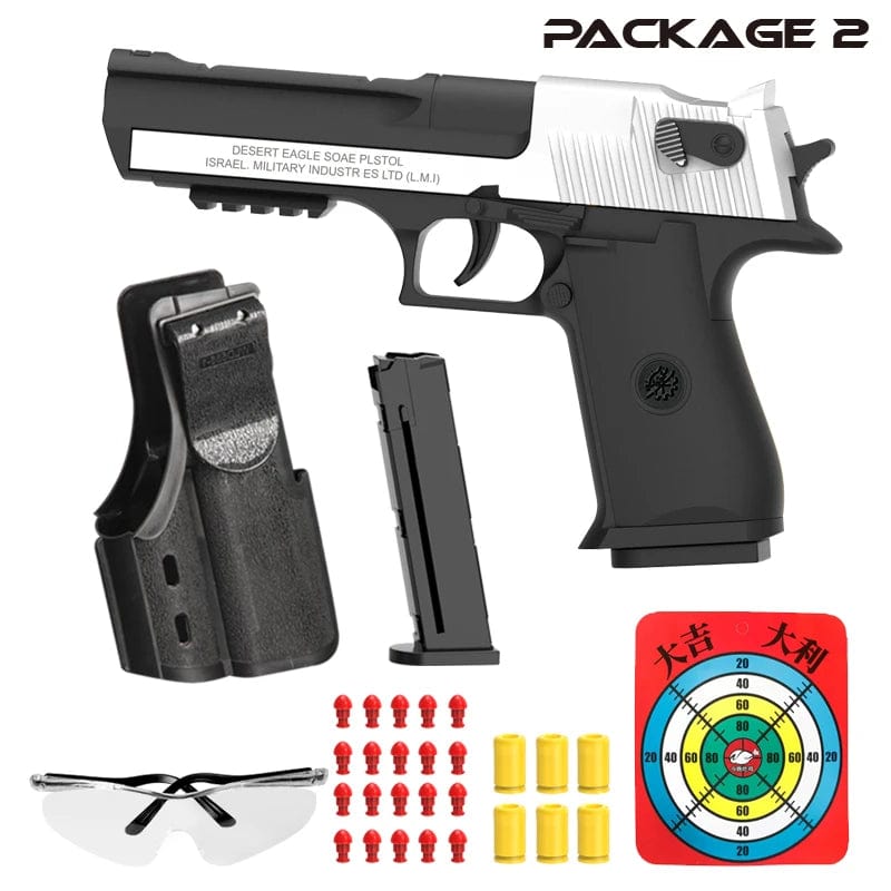 Planet Gates Black Automatic Shell Ejection Desert Eagle Toy Gun, Air Gun, Soft Bullet Continuous Firing Children's Shooting Weapon