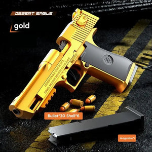 Planet Gates Black Automatic Shell Ejection Desert Eagle Toy Gun, Air Gun, Soft Bullet Continuous Firing Children's Shooting Weapon