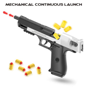 Planet Gates Black Automatic Shell Ejection Desert Eagle Toy Gun, Air Gun, Soft Bullet Continuous Firing Children's Shooting Weapon