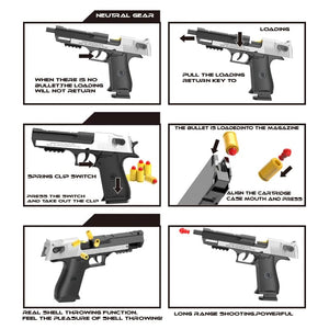 Planet Gates Black Automatic Shell Ejection Desert Eagle Toy Gun, Air Gun, Soft Bullet Continuous Firing Children's Shooting Weapon