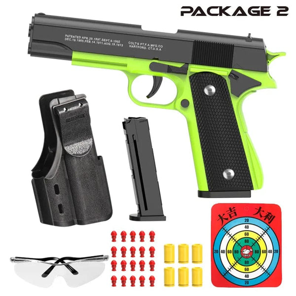 Planet Gates Black Automatic Shell Ejection Desert Eagle Toy Gun, Air Gun, Soft Bullet Continuous Firing Children's Shooting Weapon