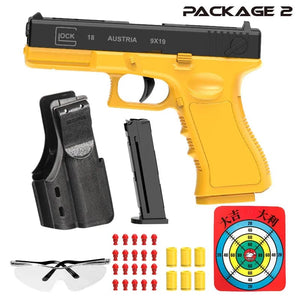 Planet Gates Black Automatic Shell Ejection Desert Eagle Toy Gun, Air Gun, Soft Bullet Continuous Firing Children's Shooting Weapon