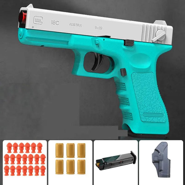 Planet Gates Black Automatic Shell Ejection Desert Eagle Toy Gun, Air Gun, Soft Bullet Continuous Firing Children's Shooting Weapon