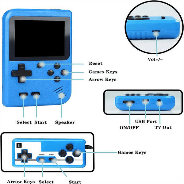Planet Gates Black bag NEW Portable Retro Mini Video Game Console 8-Bit Handheld Game Player Built-in 400 games AV Out Game Console Gameboy videojuego