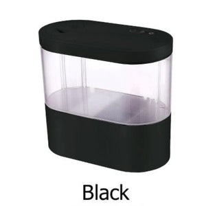 Planet Gates black / Basis Desktop Creative Mini Aquarium Fish Tank with Biochemical Filtration System and LED Light Betta Fish Ecological Water Cycle