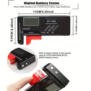 Planet Gates Black Battery Testers Universal Digital Battery Tester For AAA AA C D 9V 1.5V 3.7V Small Button Cell Battery Tester Volt Checker For All Household Batteries