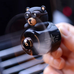 Planet Gates Black Bear 1pc Bear Pilot Design Car Air Freshener, Car Interior Accessories, Car Air Vent Aroma Diffuser Clip, Car Air Vent Decoration Clip