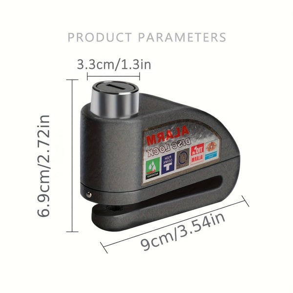 Planet Gates Black Bicycle Alarm Disc Lock With 2 Keys 110db Alarm Sound Premium Waterproof Universal Motorbike Bicycle Electric Vehicle