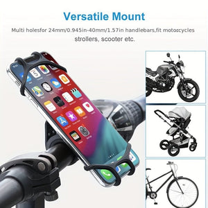 Planet Gates Black Bicycle Motorcycle Mobile Phone Holders Adjustable 360 Rotation Silicone Bike Phone Holder Phone Accessories Phone Holder Bike