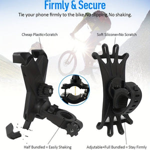 Planet Gates Black Bicycle Motorcycle Mobile Phone Holders Adjustable 360 Rotation Silicone Bike Phone Holder Phone Accessories Phone Holder Bike