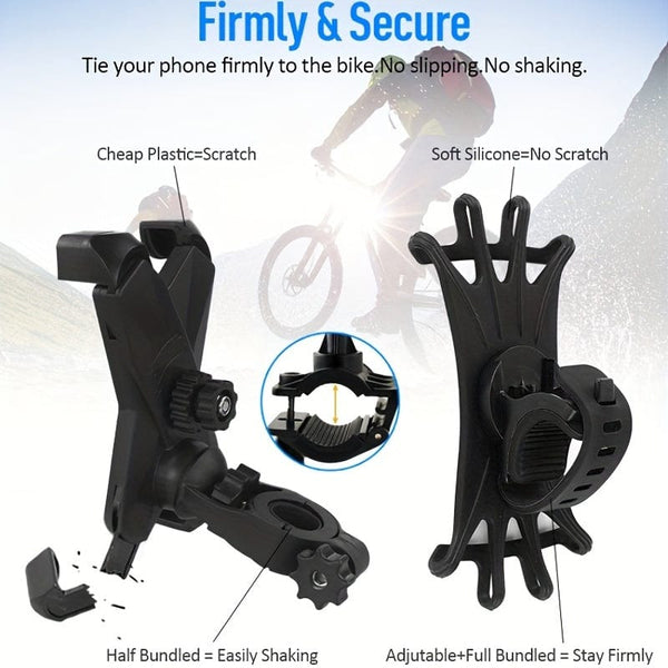 Planet Gates Black Bicycle Motorcycle Mobile Phone Holders Adjustable 360 Rotation Silicone Bike Phone Holder Phone Accessories Phone Holder Bike