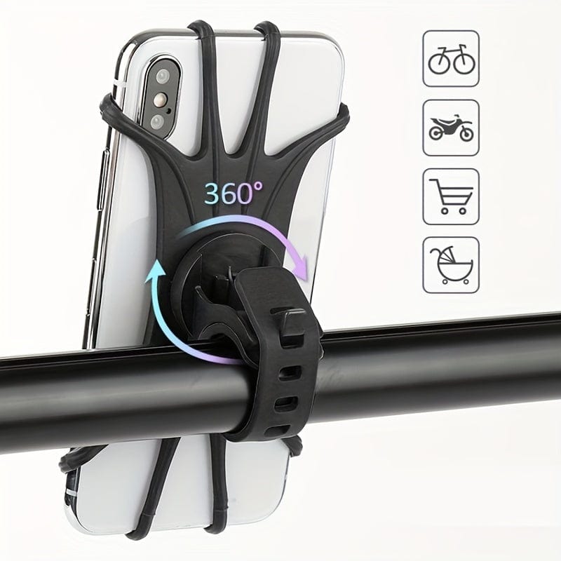 Planet Gates Black Bicycle Motorcycle Mobile Phone Holders Adjustable 360 Rotation Silicone Bike Phone Holder Phone Accessories Phone Holder Bike