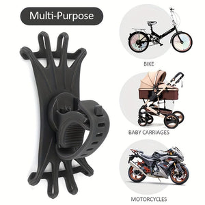 Planet Gates Black Bicycle Motorcycle Mobile Phone Holders Adjustable 360 Rotation Silicone Bike Phone Holder Phone Accessories Phone Holder Bike
