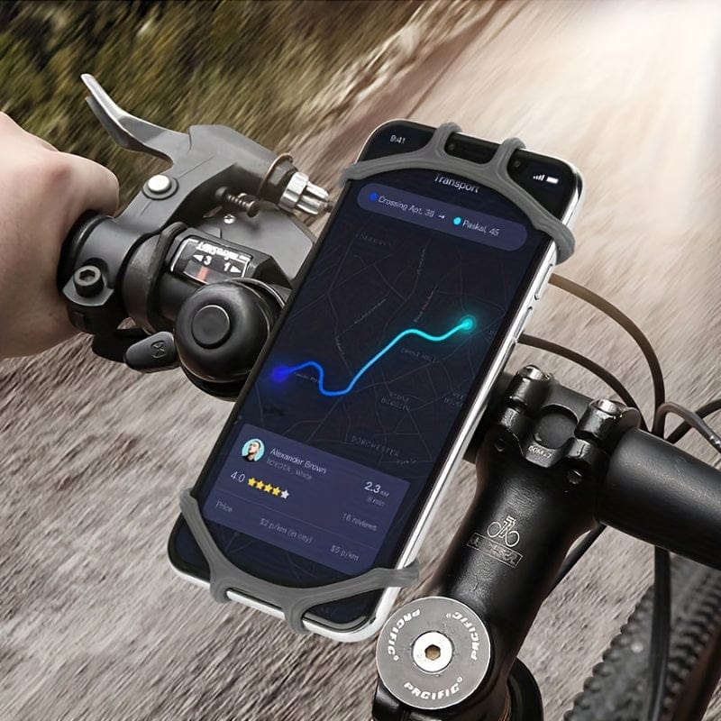 Planet Gates Black Bicycle Motorcycle Mobile Phone Holders Adjustable 360 Rotation Silicone Bike Phone Holder Phone Accessories Phone Holder Bike