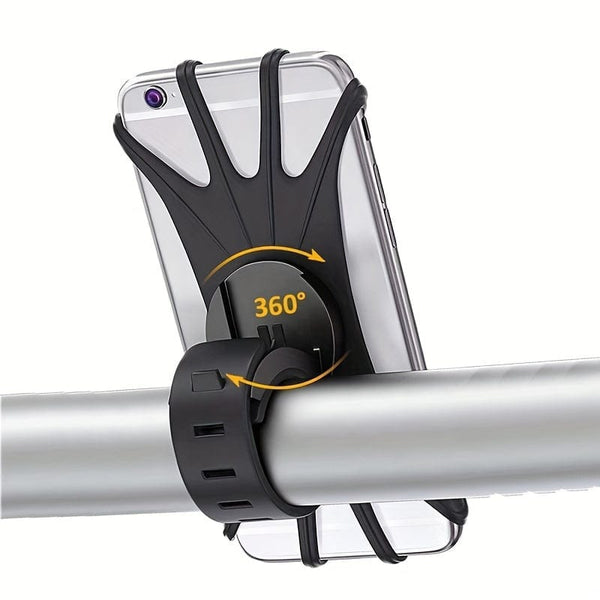 Planet Gates Black Bicycle Motorcycle Mobile Phone Holders Adjustable 360 Rotation Silicone Bike Phone Holder Phone Accessories Phone Holder Bike
