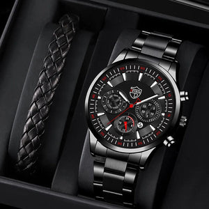 Planet Gates Black Black DEYROS Fashion Mens Watches Male Stainless Steel Quartz Wrist Watch Luminous Clock Men Sports Leather Bracelet