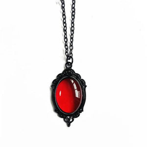 Planet Gates Black-Black Goth Vintage Red Black Quartz Crystal Cameo Pendant Necklace Christmas Gift For Women Friends New Fashion Jewelry
