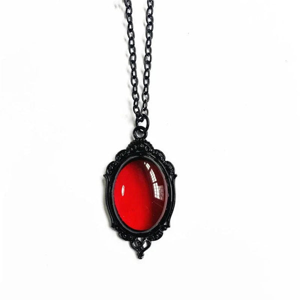 Planet Gates Black-Black Goth Vintage Red Black Quartz Crystal Cameo Pendant Necklace Christmas Gift For Women Friends New Fashion Jewelry