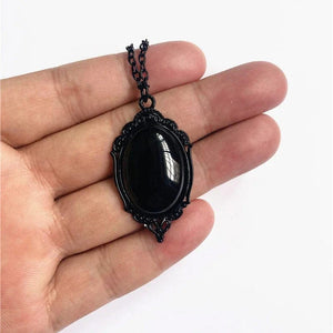 Planet Gates Black-Black Goth Vintage Red Black Quartz Crystal Cameo Pendant Necklace Christmas Gift For Women Friends New Fashion Jewelry