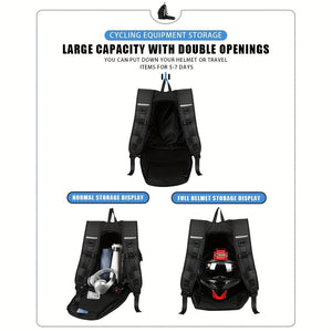 Planet Gates Black Black Motorcycle Riding Backpack Waterproof Helmet Storage Travel Backpack Reflective Safety Shoulder Bag Large Capacity For Men