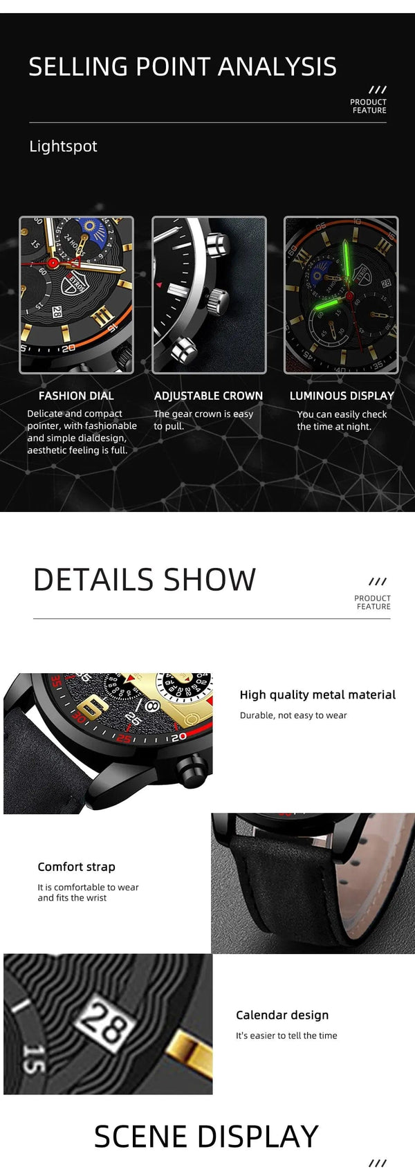 Planet Gates Black Blue 2PCS Set Fashion Mens Sports Watches Man Business Leather Bracelet Quartz Watch Luxury Men Casual Luminous Clock Reloj Hombre