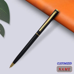 Planet Gates Black / Blue Customize Gold Color Text Ballpoint Pen Carving Metal Stationery Supplies School Office Accessories Writing Teacher 2024 Cheap