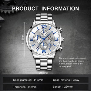 Planet Gates Black Blue reloj hombre Luxury Business Men Watchs Stainless Steel Quartz WristWatch Male Leather Calendar Luminous Clock relogio masculino