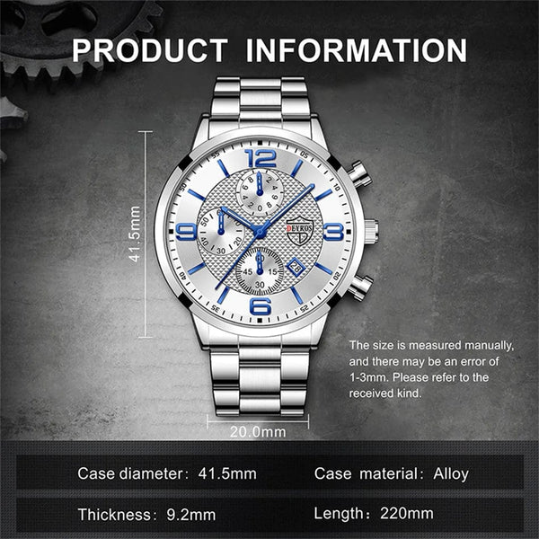 Planet Gates Black Blue reloj hombre Luxury Business Men Watchs Stainless Steel Quartz WristWatch Male Leather Calendar Luminous Clock relogio masculino