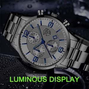 Planet Gates Black Blue reloj hombre Luxury Business Men Watchs Stainless Steel Quartz WristWatch Male Leather Calendar Luminous Clock relogio masculino
