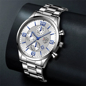 Planet Gates Black Blue reloj hombre Luxury Business Men Watchs Stainless Steel Quartz WristWatch Male Leather Calendar Luminous Clock relogio masculino