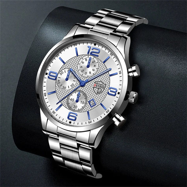 Planet Gates Black Blue reloj hombre Luxury Business Men Watchs Stainless Steel Quartz WristWatch Male Leather Calendar Luminous Clock relogio masculino
