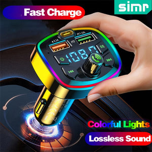 Planet Gates Black BT Handsfree Car Mp3 Player PD USB Type C Car Charger Car FM Transmitter Wireless Hands Free Mp3 True 3.1A Dual USB Ports PD Charging