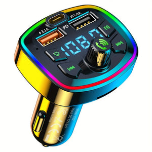 Planet Gates Black BT Handsfree Car Mp3 Player PD USB Type C Car Charger Car FM Transmitter Wireless Hands Free Mp3 True 3.1A Dual USB Ports PD Charging